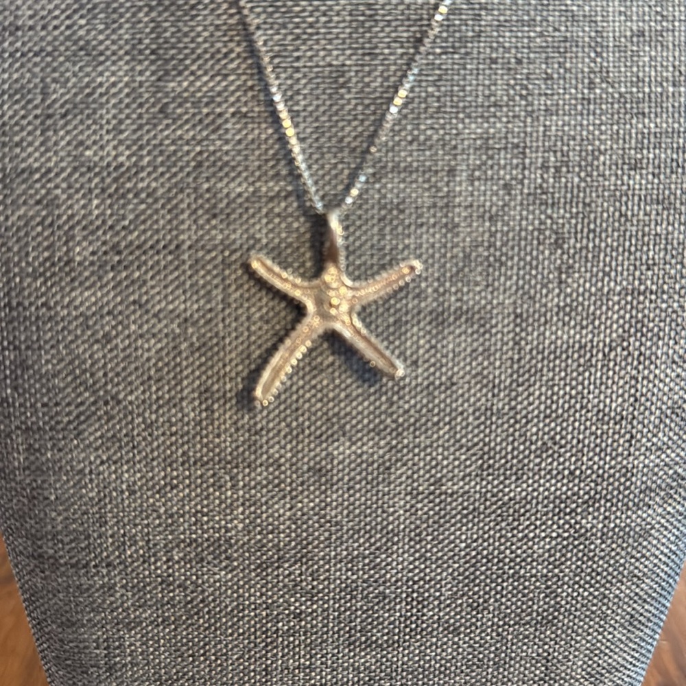 Silver and Gold Starfish Pendant Necklace - Picture 4 of 4